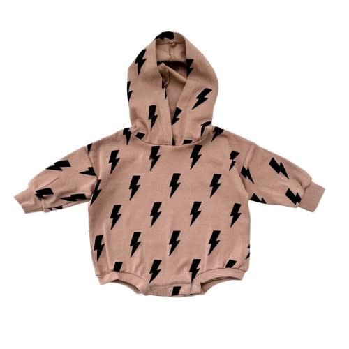 Hooded Bubble Romper | Mocha Bolts