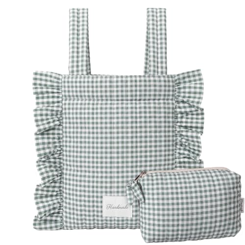 Abbylike Plaid Stroller Bag Stroller Organizer | with Detachable Handle Drawstring Pocket, Ruffle Stroller Caddy, Stroller Hanging Bag, Universal, Fashion