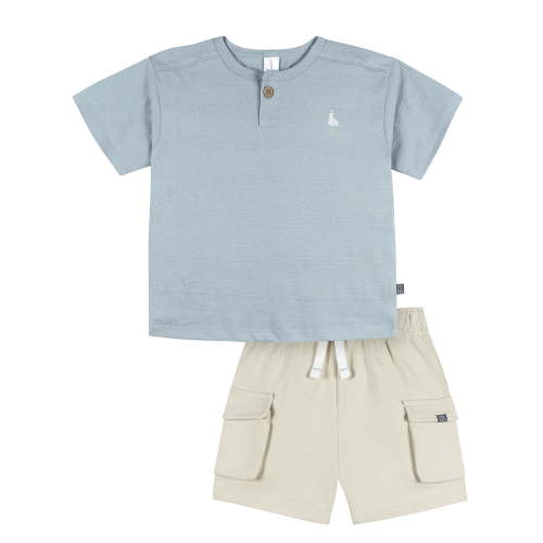 Modern Moments by Gerber Baby and Toddler Boy Textured Shirt and Cargo Short Set, 2-Piece, Sizes 0/3 Months - 5T