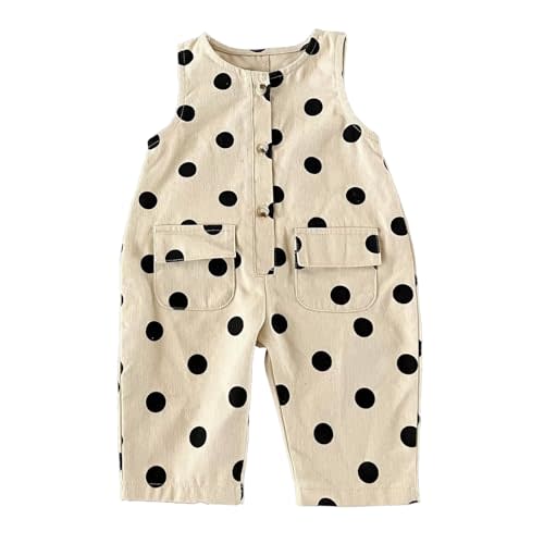 Unisex Baby Round Neck Dot Print Romper – Soft Cotton Blend, Spring/Autumn Breathable & Durable Jumpsuit