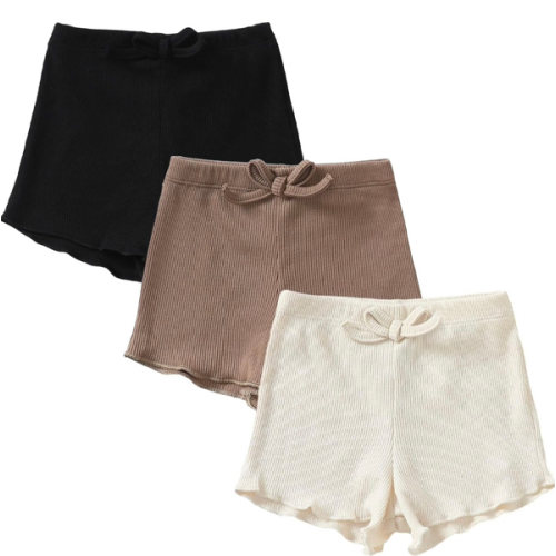 SOBOWO Toddler Girl Shorts Ribbed 3 Pack Baby Girls Solid Soft Elastic Waist Casual Playing Shorts Summer Short Pants