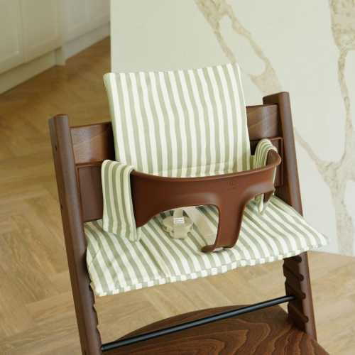 Wipeable Cushion Compatible with Stokke Tripp Trapp Classic High Chair - Sage Stripe