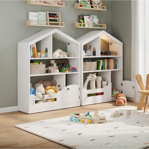 3-Tier Wooden Kids Bookshelf & Toy Organizer | with Motion Sensor Light | Storage for Bedroom, Classroom & Playroom