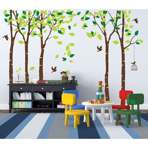 Giant Jungle Tree Wall Decal Tree Wall Sticker Removable Vinyl Sticker Mural Art Kids Room Nursery Bedroom Living Room Decoration (103.9x70.9)