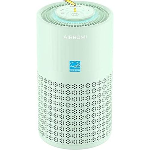 AIRROMI Air Purifier for Bedroom with HEPA 3-in-1 Filter, Pet Air Purifier for Home Cat Pee Smell, Covers Upto 990 Ft², Quiet 360°intake Air Cleaner for pet hair,allergies,Dust,Smoke A2001 Green