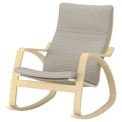 POÄNG Rocking chair - birch veneer/Knisa light beige