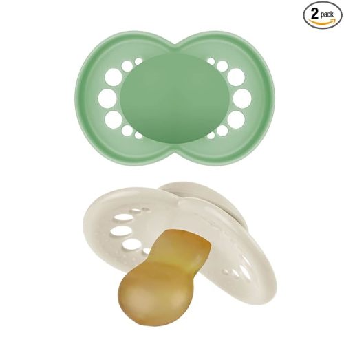 MAM Original Latex Pacifiers, Binky Pacifier for 6-16 Months, Natural Rubber Nipple, Made from Bio-Circular Materials, Easy to Clean, with Sterilizer Case, 2 Count Binkies