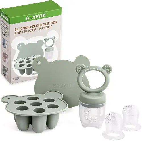 Silicone Baby Fruit Food Feeder & Mini Freezer Nibble Tray, Breastmilk Popsicle Molds for Baby Teething Relief, BPA Free Silicone Teething Toys Feeder for Safe Infant Self Feeding, Extra Food Pouches, Newborn Care - TikTok Shop