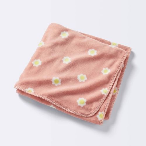Plush Baby Blanket - Daisy - Cloud Island™: Reversible Microplush Botanical Pattern, 40"x30" Soft Bedding for Nursery