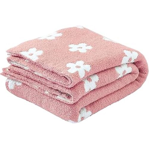 Ultra Soft Cozy Pink Sunflower Knitted Throw Blanket Fluffy Microfiber Bed Blanket Lightweight Both Sides Throw Blanket for Couch Sofa Bed 50"X60"¡­