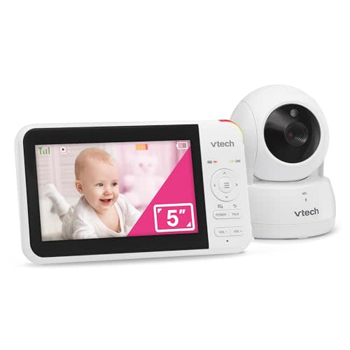 VTech Baby Monitor No WiFi, 5" Screen & Remote Pan-Tilt-Zoom for Newborns  Hack-Proof, 17Hr Battery, 1000ft Range, Auto Night Vision, Temperature Sensor, Two-Way Talk | VM924