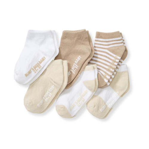 Solid & Stripes Organic Cotton Baby Ankle Socks 6 Pack - Oat
