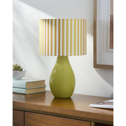 Ebern Designs Ceramic Table Lamp with Linen Drum Shade & Reviews | Wayfair