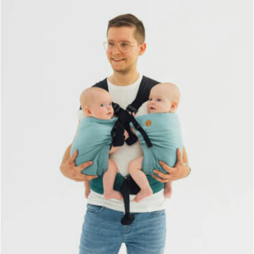 LennyTwin Carrier, Standard Size, herringbone weave 100% cotton - LITTLE HERRINGBONE OMBRE GREEN