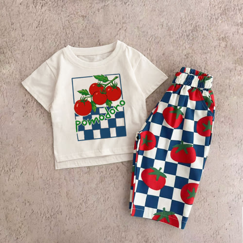Baby & Kids Tomato Checkerboard Pattern 2 Piece Set