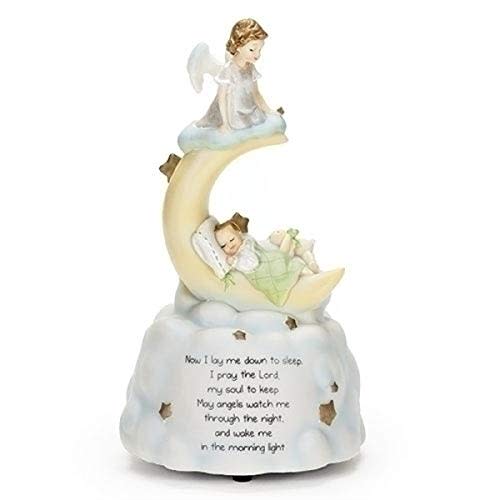 Roman Sweet Dreams Guardian Angel Baby Prayer Musical Music Figurine Statue Plays Brahm's Lullaby