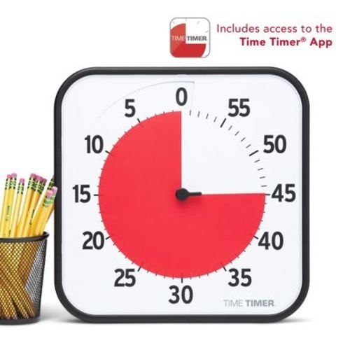 TIME TIMER 12 inch Visual Timer - 60 Minute Countdown Clock with Dry Erase Activity Card, Also Magnetic