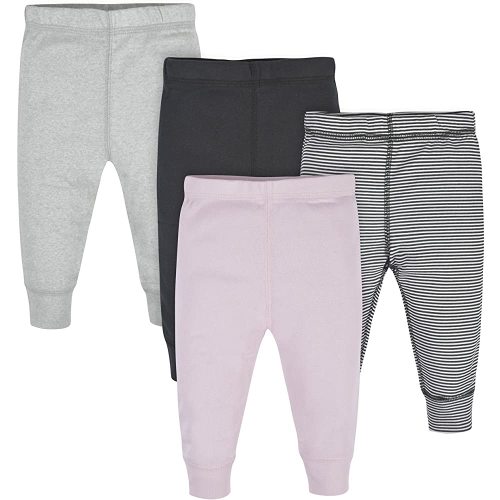 Gerber Baby Girls Multi-Pack Active Pants Set, Pink Stripe, 0-3 Months