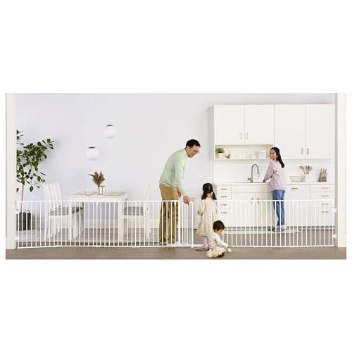 Regalo Safety 192" Super Wide Baby Gate & Play Yard, 2-in-1 Convertible Extra Wide Safety Barrier, Hardware Mounted for Toddlers & Pets, Tested & Safe for 30 Years, American Designed & Owned, White