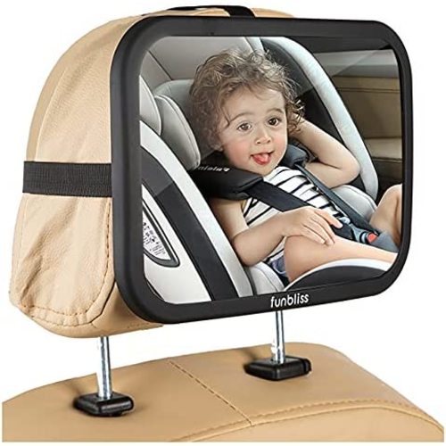 Baby Car Mirror Most Stable Backseat Mirror with Premium Matte Finish-Super Clear PMMA Material Mirror-Safe, Secure and Shatterproof,Black