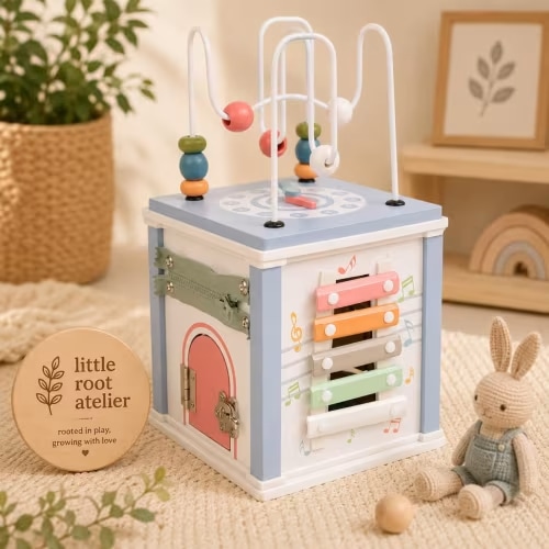 Montessori Activity Cube Wooden Busy Board