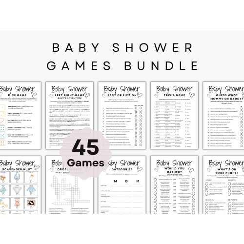 Baby Shower Games Bundle – 45 Printable Games – Icebreaker Party Activity – Trivia, Guess Who, Friendly Feud, Word Games, Gift Exchange