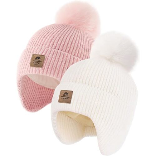FURTALK Toddler Winter Hat Baby Pom Pom Beanie Boys Girls Kids Knitted Fleece Lined Cap
