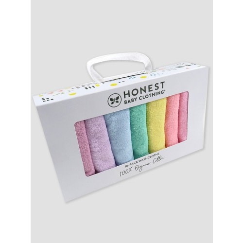 Honest Baby Clothing Ten Pack Organic Cotton Baby Terry Washcloths in rainbow pinks, size: One Size