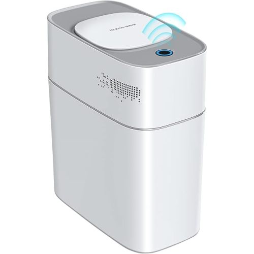 JOYBOS Bathroom Trash Can with Lid Automatic Garbage Can, 3 Gallon Slim Electric Waterproof Narrow Small Garbage Bin,Plastic Trash Bin, 14 L Motion Sensor Rubbish Can for Bedroom Office Toilet