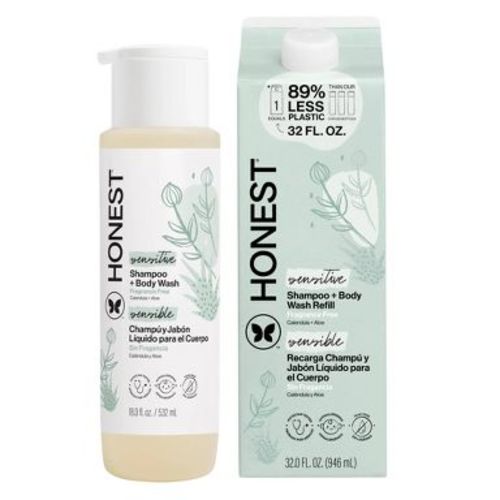 The Honest Company Sensitive Shampoo + Body Wash 18 fl oz + Shampoo + Body Wash Refill 32 fl oz