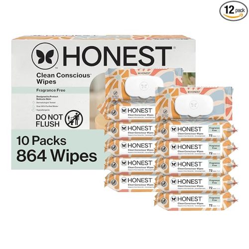 The Honest Company Hypoallergenic Multi-Use Baby Wipes, Sunburst, 864 Count