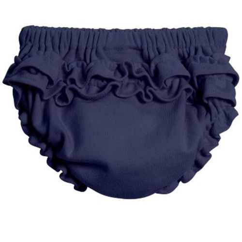 City Threads USA-Made Girls Soft Cotton Ruffle Diaper Cover | Navy - Newborn