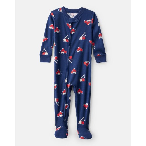 Baby Boy Construction 100% Cotton Snug Fit 2-Way Zip Footie 1-Piece Pajamas - Navy | Carter's