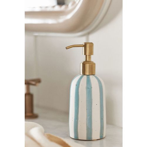 Striped Ceramic Soap Dispenser