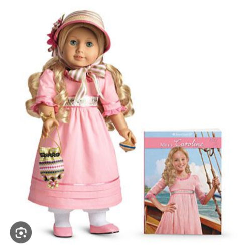 LNIB Caroline American Girl Doll w Meet Outfit Straw Hat Purse Inkpot Cat BOX