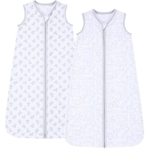 DaysU Saco de dormir de algodón para bebé, saco de dormir para bebé con cremallera bidireccional, manta de 0.5 TOG para recién nacidos, niños y niñas