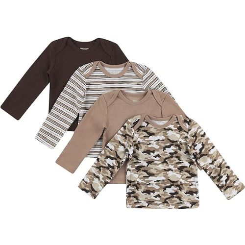 Hanes Baby Long Sleeve T-shirt, Ultimate Flexy Knit Tee for Boys & Girls, 4-Pack