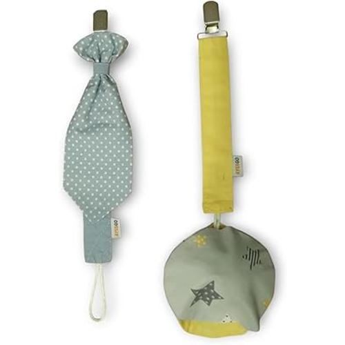 Necktie Pacifier Clip & Protective Round Holder – Adjustable, Handmade & Ultra Durable, 2-Pack, 100% Cotton, Safe & Stylish