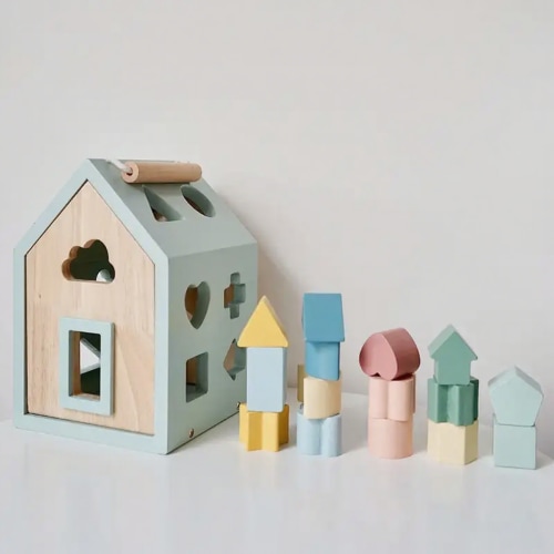 Wooden Montessori Shape Matching House Toy