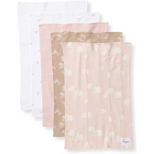 Burt's Bees Baby 100% Organic Cotton Burp Cloths, 17x11.75 in, 5-Pack | Extra absorbent large burp cloths are perfect for catching every messy moment