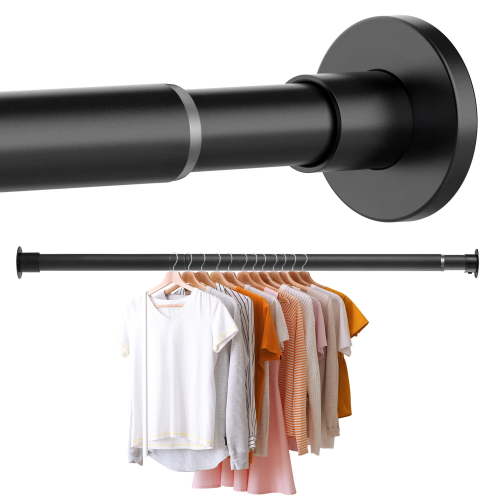 Adjustable Closet Rod, Closet Organizers and Storage Hanging, Closet Rods for Hanging Clothes, Heavy Duty Adjustable Closet Rod for Wardrobes Bathroom Laundry Room