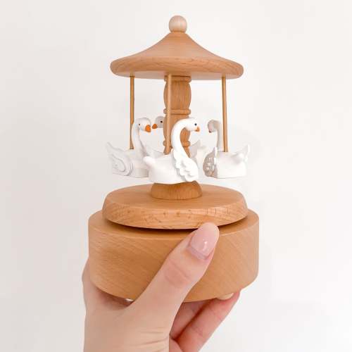 Heirloom Wooden Musical Carousel - Swan