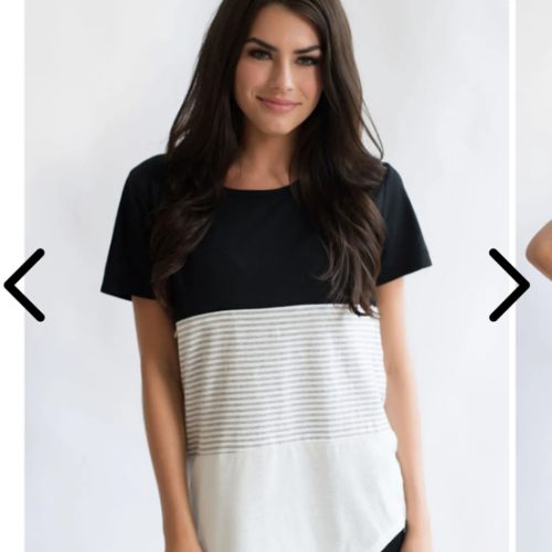 Nursing T-Shirt- 3 BLOCK- Short Sleeves- Black
