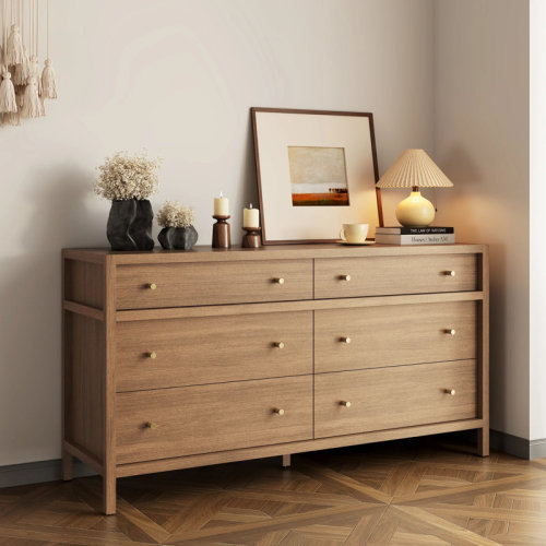 Latitude Run® 64In Chest Of Drawers Mid-Century Modern 6 Drawer Dresser & Reviews | Wayfair