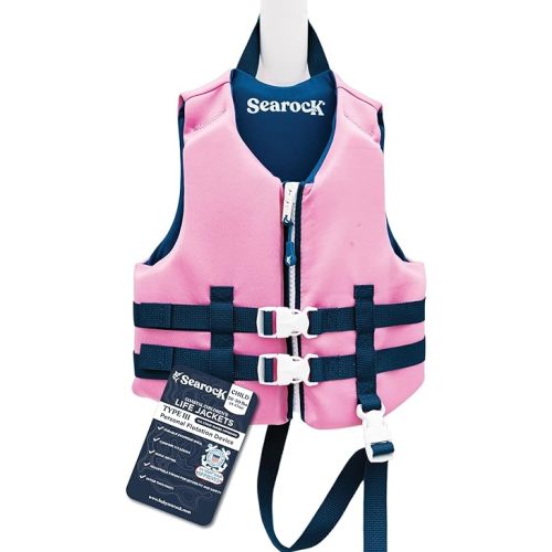 SearocK Children’s Life Jacket – US Coast Guard Approved Infant & Youth Life Vest for Boating, Fishing & Water Sports – Kids & Toddler PFD with Secure Buckles