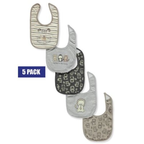 Millie & Miles Baby Boys' 5-Pack Bibs - gray/multi, one size