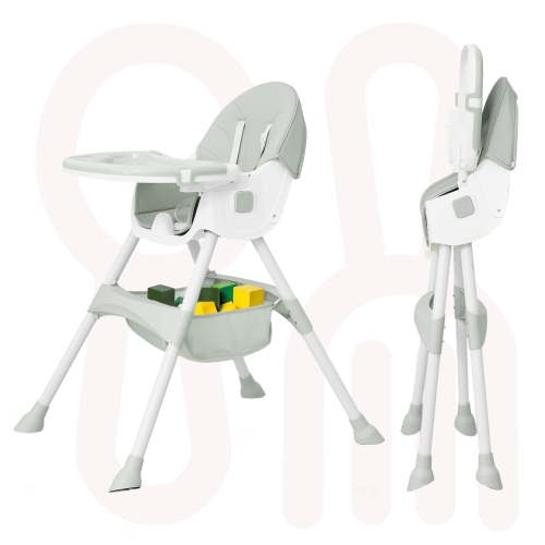 Aprpink 6 in 1 Baby Convertible High Chair Seat with 5 Point PU Safety Harness, Light Green Striped