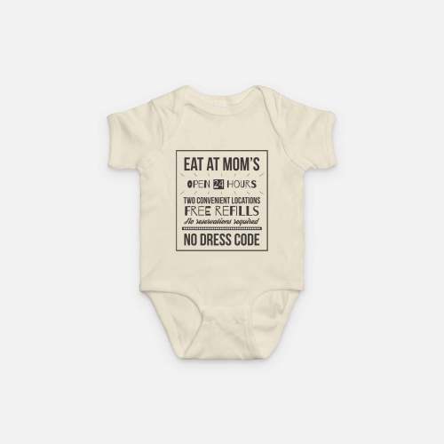 Eat at Moms Baby One-Piece | Funny Breastfeeding Onesie | Milk & Baby – Milk & Baby