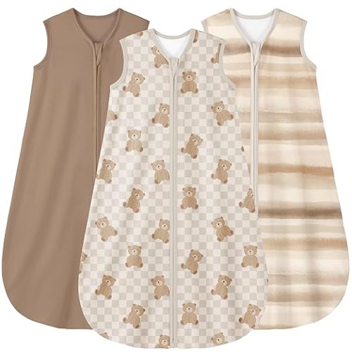 Yoofoss Baby Sleep Sack 0-6 Months Wearable Blanket for Babies 100% Organic Cotton 2-Way Zipper TOG 0.5 Toddler Sleeping Sack 3 Pack, Comfy Lightweight Sleep Sacks