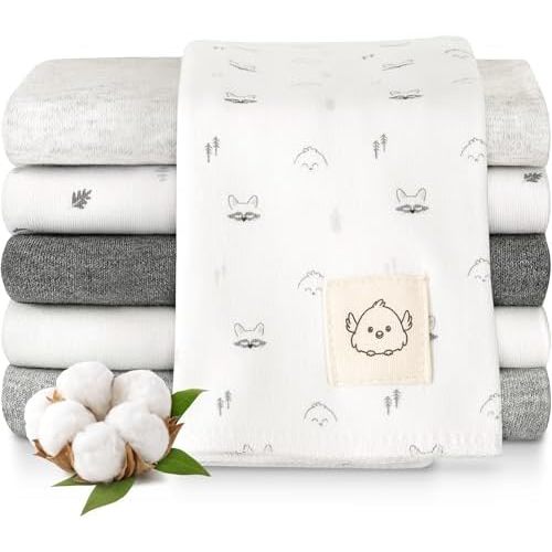 Organic Burp Cloths Baby Boy, Girl, 6-Pack Large Burping Cloths (Neutrals)